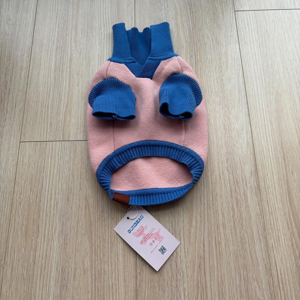 SUNBEAN Pink and Blue polo pullover Dog Sweater - size S - Picture 7 of 7